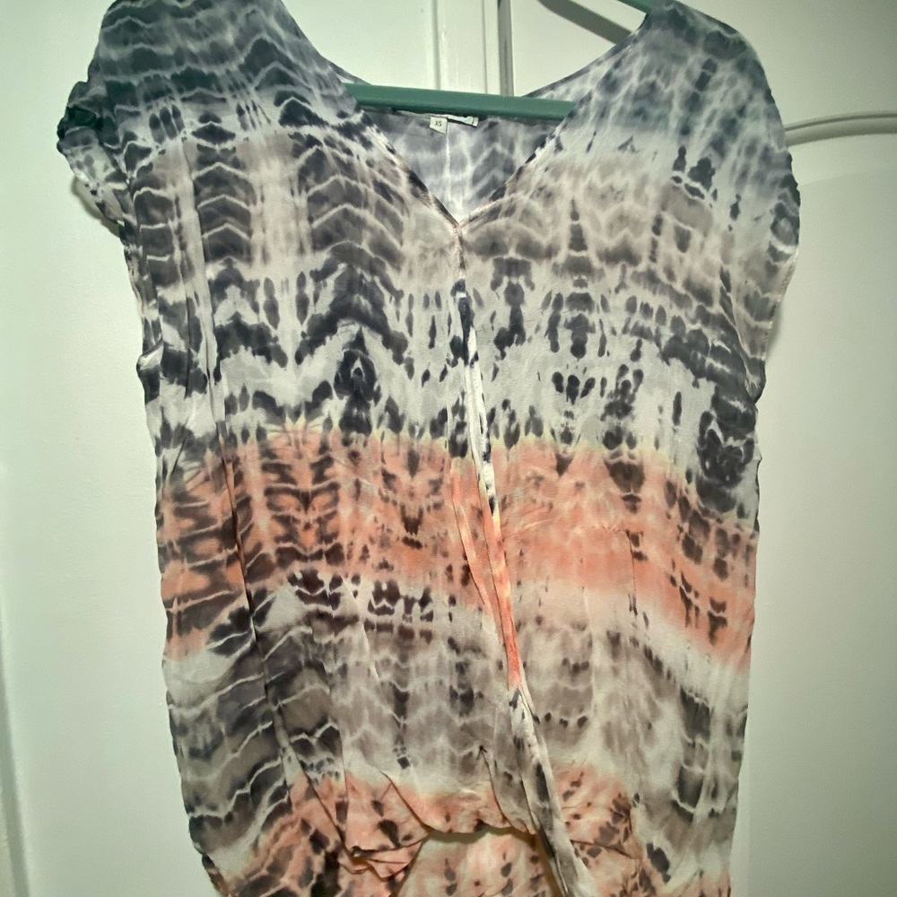 Red Haute Tie Die Surplice Blouse